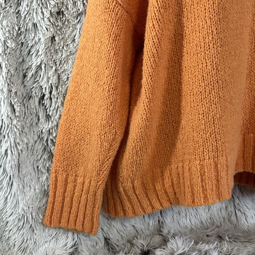 Aerie Sweater Oversize Boxy Fit Orange‎ Pullover Wool Blend Medium Chunky Knit - Picture 3 of 11